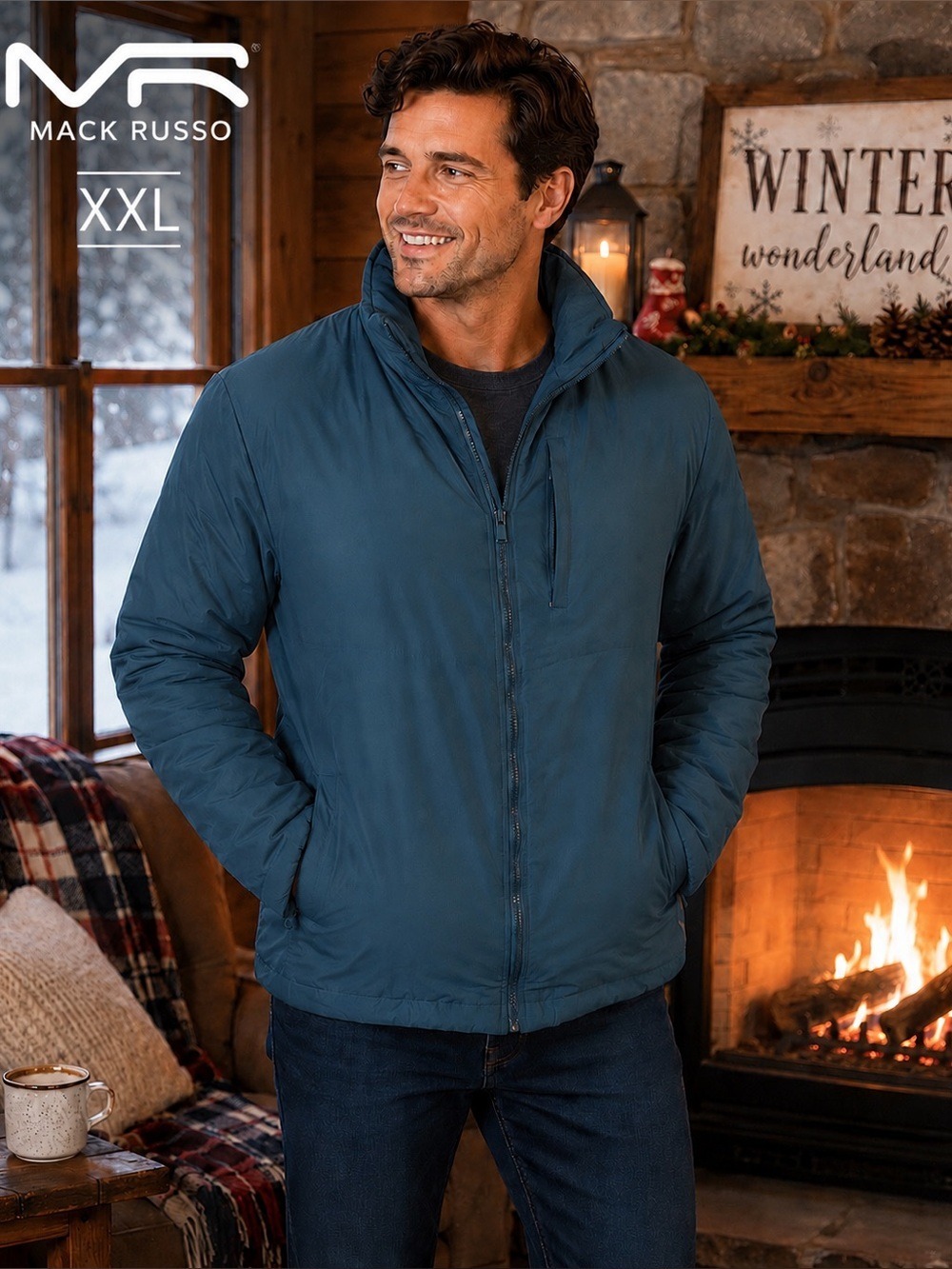 Mack Russo Men’s Hybrid Jacket XXL dark teal Blue Full Zip Winter Coat
